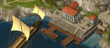 Visão geral do Porto com Navio Colonizador